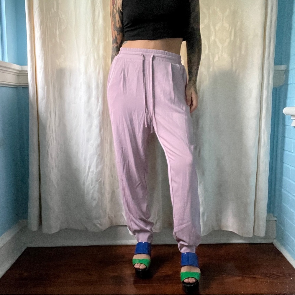 mellóday pink stretchy elastic waist trousers business size medium